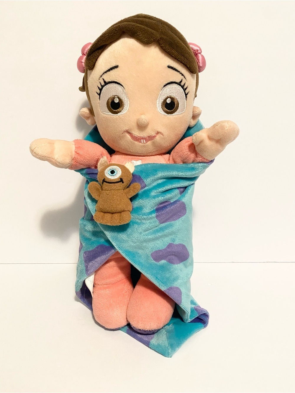 Disney Babies Monsters Inc Boo Stuffed Animal Plush Toy w Blanket Baby 12”